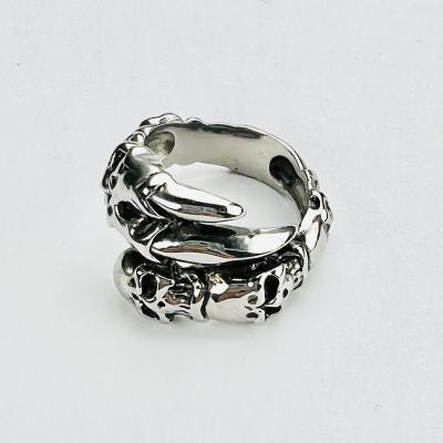 China Animal Claw Ring Silver Stainless Steel Finger Ring For Men New Retro Vintage Wholesale Skull for sale