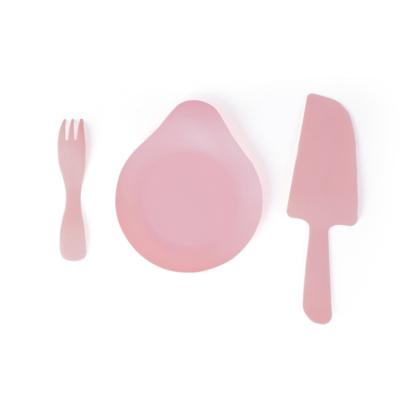 China High End Food Grade PS/PP Material Birthday Cake Knife Food Tableware And Dish Disposable Plastic Tableware Fork Plate Drip Plate Baking Supplies for sale