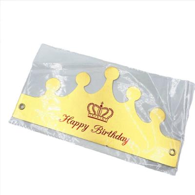 China Manufacturers Wholesale Paper Crown Birthday Hat Birthday Decoration Supplies Laser Luminous Gold Card Birthday Cake Hat Can Print for sale