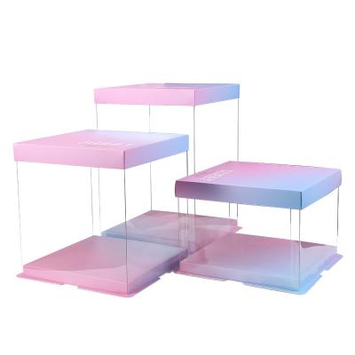 China SquaSquare 3-in-1 Recyclable Gradient PET Clear Cake Box 6