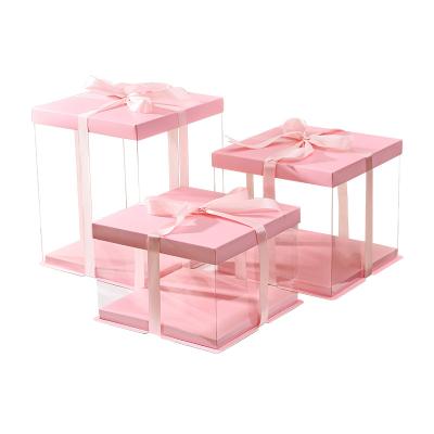 China Recyclable White Material Square PET 3-in-1 Transparent Cake Box 6