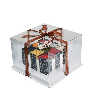 China Custom Made Luxury Clear PET 3 Inch Wedding Cake Box White Birthday Cake Box for sale