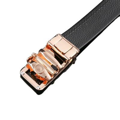 China High Quality Hot Selling Men Belt Genuine Leather Strap Belt Wholesale Custom Automatic Ratchet Buckle Genuine Leather Men Belt for sale