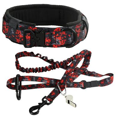 China Lights Wholesale Custom Nylon Fabric Macrame Dog Collar and Leash Set Military Dog Training Set for sale