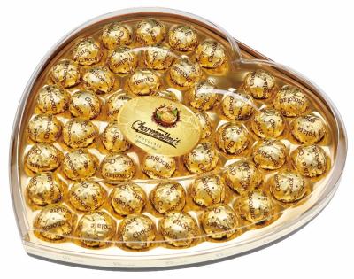 China 46Pieces heart shape golden chocolate boxed filled with milk chocolate cream BALL for sale