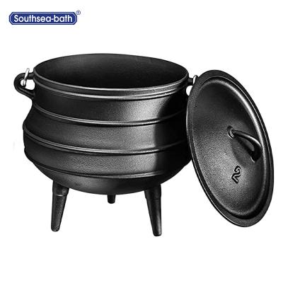 China South Africa Potjie Cast Iron Cauldron Camping Cookwares Pot 3 Legs Sustainable Pre-Seasoned Soup Pots 7 Liter for sale