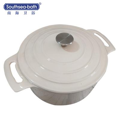 China Sustainable enamel cooking pots cast iron covered cookware small sets shake casserole with lid and colored enamel coating for sale