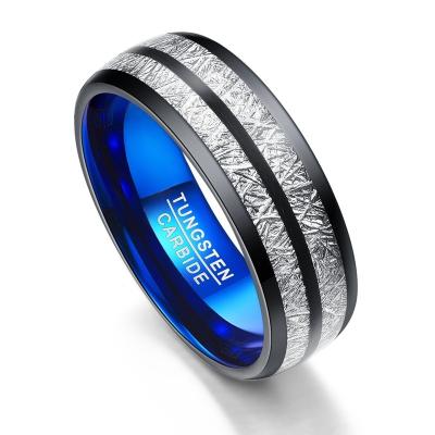 China 2022 Vintage Popular Jewelry Plated Tungsten Blue Inner Trendy Mens Wedding Ring for sale