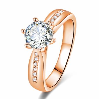 China ZHONG NUO Popular Width Style Zircon Ring Copper Gold Plated Vintage Initial Ring for sale