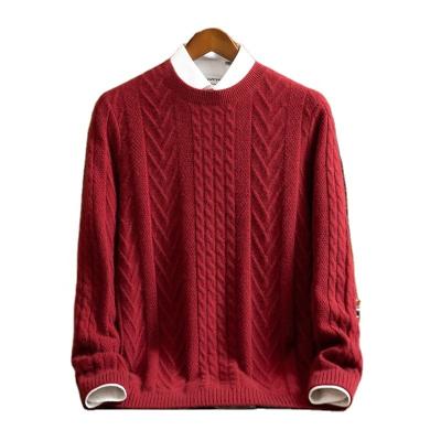 China 2022 Breathable 100% Pure Cashmere Sweater Long Sleeve Jacquard Knitted Round Neck Sweater Fashion T-shirt Men's Cashmere Sweater for sale