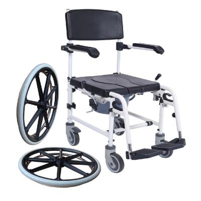 China Height Adjustable Disabled Bath Wheelchair With Toilet Chair Elderly Stroller With Narrow Toilet Potty Door Wheelchair for sale