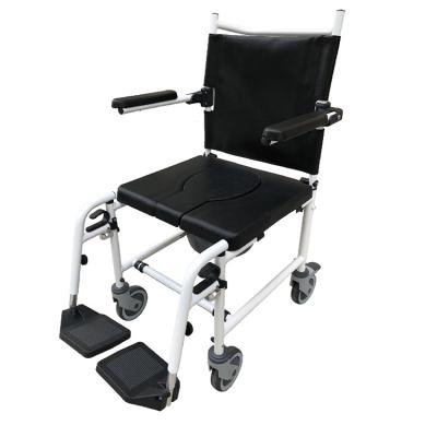 China Height Adjustable Aluminum Commode Chair Wheels Shower Commode Chair with Armrests for the Elderly and Disabled Toilet for sale