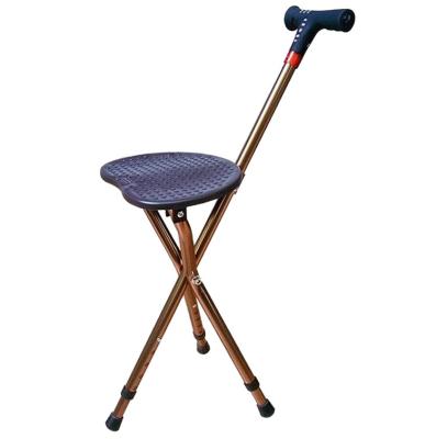 China Height Adjustable Alarm Handle Strong To Reinforce Aluminum Alloy Folding Stick Crutch Cane With Seat for sale