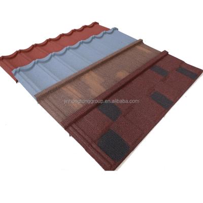 China Building Construction Roofing Materials Stone Coated Metal Roofing Tile with Ultraviolet-Proof Color Stone Chip Coated Surface for sale