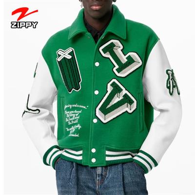 China Custom Men's Chenille Embroidery Leather Sleeve Baseball Jackets Letter Breathable Man Varsity Jacket For Men for sale