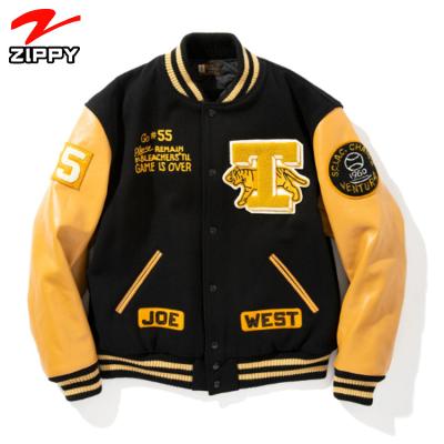 China Breathable Custom Chenille Embroidery Leather Sleeve Baseball Letterman Varsity Jacket For Men for sale