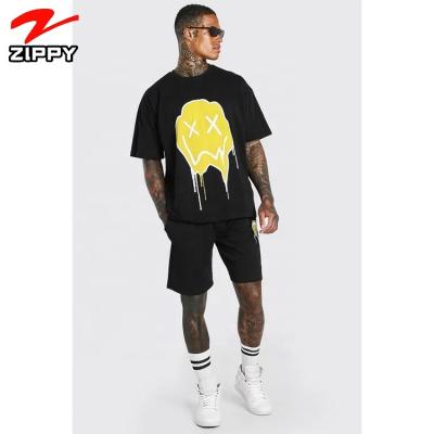 China New Design QUICK DRY Cotton Loose Fit Little Drip Face Tee Airtex Printing Shorts Set Plain T-shirts T-shirt Men Oversized for sale