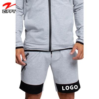 China Men's Cotton Fashion Abbreviations Anti-Wrinkle Summer Abbreviations 2 Zippers Gray Stretch Drawstring Shorts For Men OEM Plus Size for sale