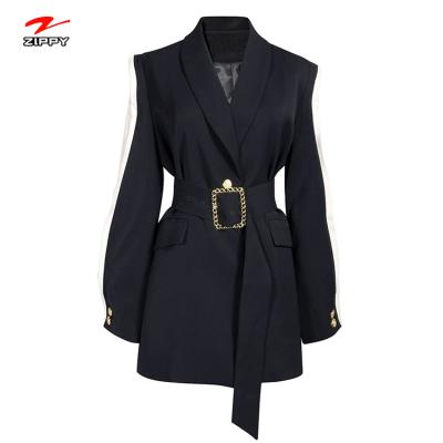 China 2021 Elegant Reversible Women's Clothing Jacket Overcoat Women Belted Jacket Jacket Woman for sale