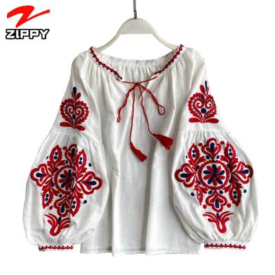 China Anti Shrink Products Top Selling Online Ladies Tops Latest Design Blouse Embroidery Bohemian Top for sale