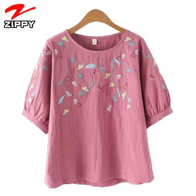 China 2021 Women's Sets Fashionable Dresses Women's Sets 2021 Plus Size Embellished Blouse Embroidery Top Top Anti-Shrink for sale