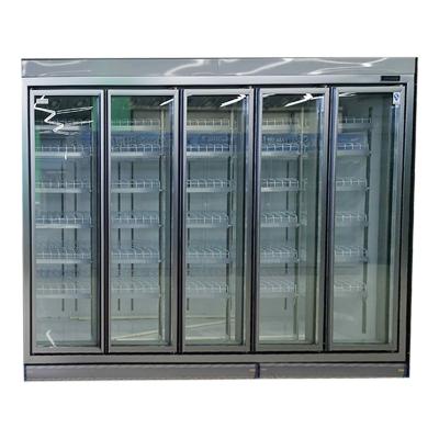 China Double-temperature drink display fridge for supermarket glass door fridge for milk for sale