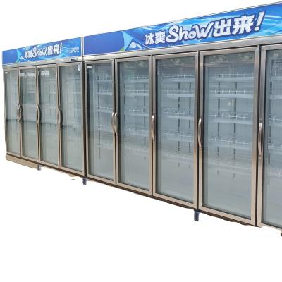 China Beverage Large Volume Vertical Glass Display Supermarket Deep Door Display Refrigerator Freezer for sale