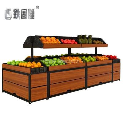 China Supermarket Wooden Fruit Display Stand Single Sided Racks for sale