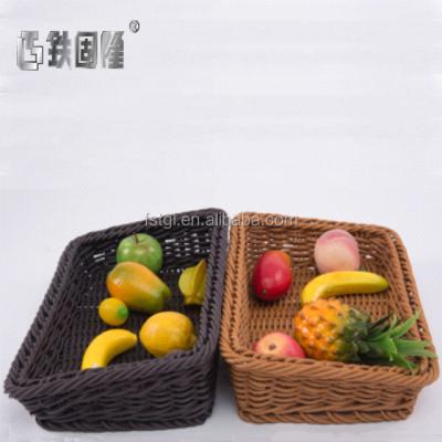 China Feature Eco-friendly Fruit Basket Bread Tray Material Wicker Basket And Plastic Supermarket Rack Display Vegetable And Fruit for sale