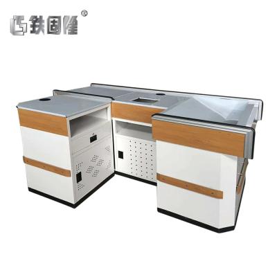 China Single Sided Customizable Supermarket Cashier Desk Counter Table Pad Cabinet for sale