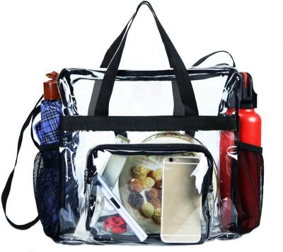 China Large Clear Fashion PVC Shoulder Handbag With Pockets for sale