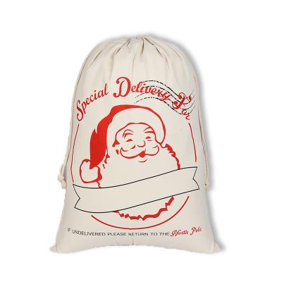 China Cheap Christmas Rope Handle Drawstring Sack Christmas Bread Canvas Bags for sale