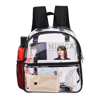 China Amazon Fashion PVC Simple Transparent Computer Backpack Rucksack Fashion Student Shopping Backpack Can Be Printed Logo for sale