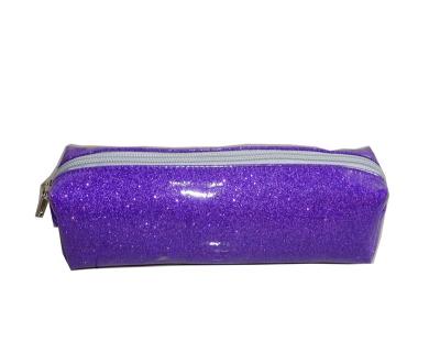 China Fashion Glitter Pencil Case Transparent Custom Leather Pencil Case for sale