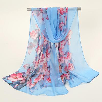 China New summer fashion spring and flower multicolor women's gauze scarves sunscreen printing elegant shawl for sale