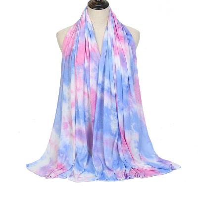 China Stylish new European and American style dyed tie-dyed modal sweatcloth scarf mercerized breathable cotton headband for sale