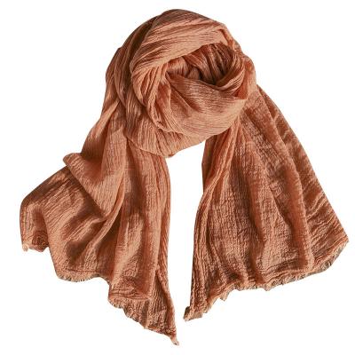 China Fashion New Sunscreen Solid Color Scarf Elegant Women's Simple Shawl Scarf Long Scarf for sale