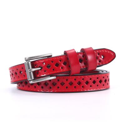 China Hollow Belt New Fashion Leather Belt With Hollow Out Decoration Thin Belt In Stock for sale