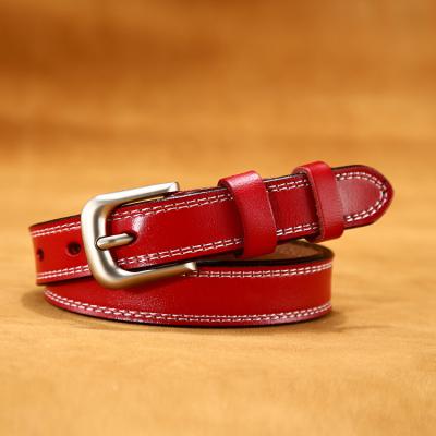 China Simple women's denim belt women's belt vintage single-layer belt soft classic women's belt stitched body new for sale