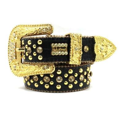 China New Rhinestone Bling Bling Belt Style Rhinestone Belt Inlaid With Rivets Handmade Personalized Hip Hop Pants Punk Fashion Belt for sale