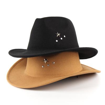 China Fashion\Comfortable\Durable European and American Western Cowboy Hats for Men and Women Wool Felt Jazz Top Hats with Distorted Gutters Hat Manufacturing for sale