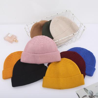 China JOINT Wool Knit Short Cuff Fisherman Beanie Hats For Men Women Warm Winter Hats for sale