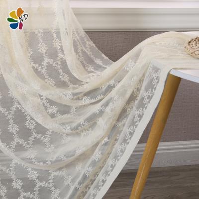 China Sheer Anti-Static 100gsm Lace Curtains Embroidery Fabric For Living Room for sale