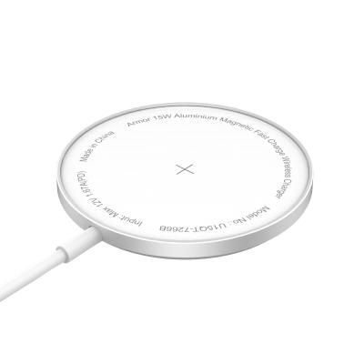 China 15W Halo Magnetic Aluminum Mental Aluminum Fast Charging Pad Wireless Charger for iPhone 12 with 1M Charging Cable for sale