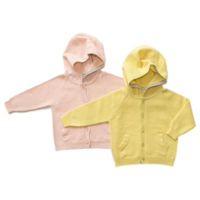 China Girls Kids Cashmere Wool Blend Anti-pilling Knit Hoodie Cardigan With Pockets for sale