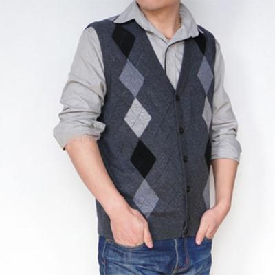 China 100% Warm Cashmere Anti-pilling Men's Sweater Argyle Vest Winter Cashmere Sweater Vest for sale