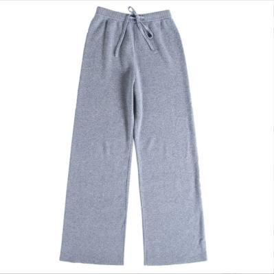 China 2021 100% Cashmere Knitted Lounge Pants Ladies Anti-Static Wide Leg Pants For Women for sale