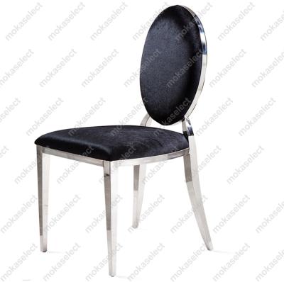 China Dining Wholesale Luxury Modern Back Tufted Velvet Fabric Leather Upholstered Oval Stainless Steel Dining Chair Table And Chair Sets for sale