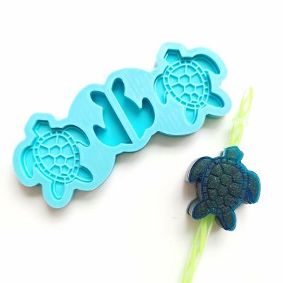 China 3368 Viable Silicone Straw Mold Turtle Mold Badge Coil Topper Mold for sale