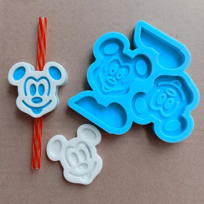 China 3215 Mickey Mouse Silicone Mold Viable Straw Muffin Key Chain Reel Badge Mold For Phone Grip for sale